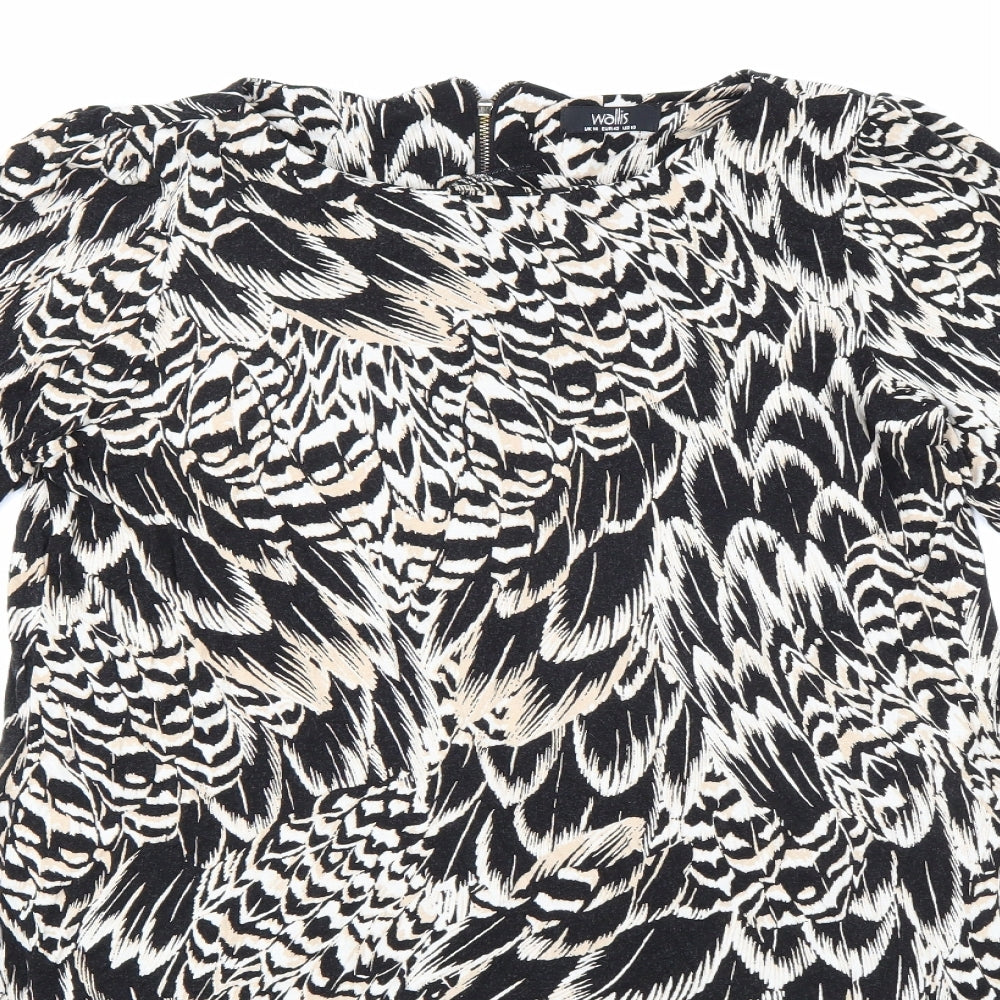 Wallis Womens Black Floral  A-Line  Size 14