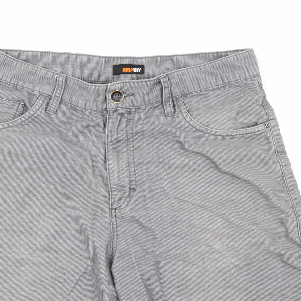 Ampufy Mens Grey  Corduroy Chino Shorts