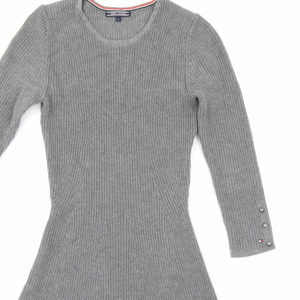 Tommy Hilfiger Womens Grey  Knit Jumper Dress  Size XS