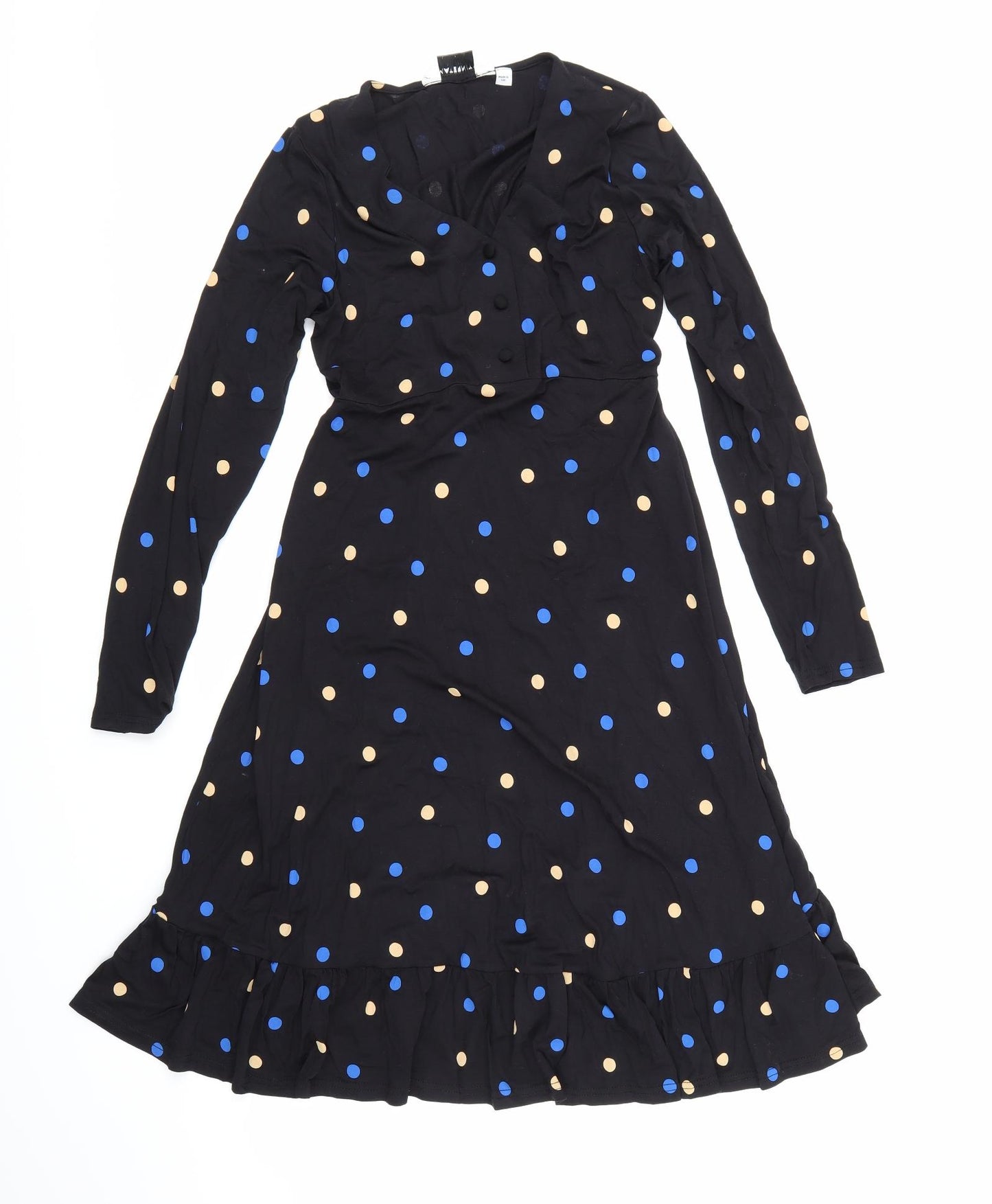 Dorothy Perkins Womens Black Polka Dot  A-Line  Size 8