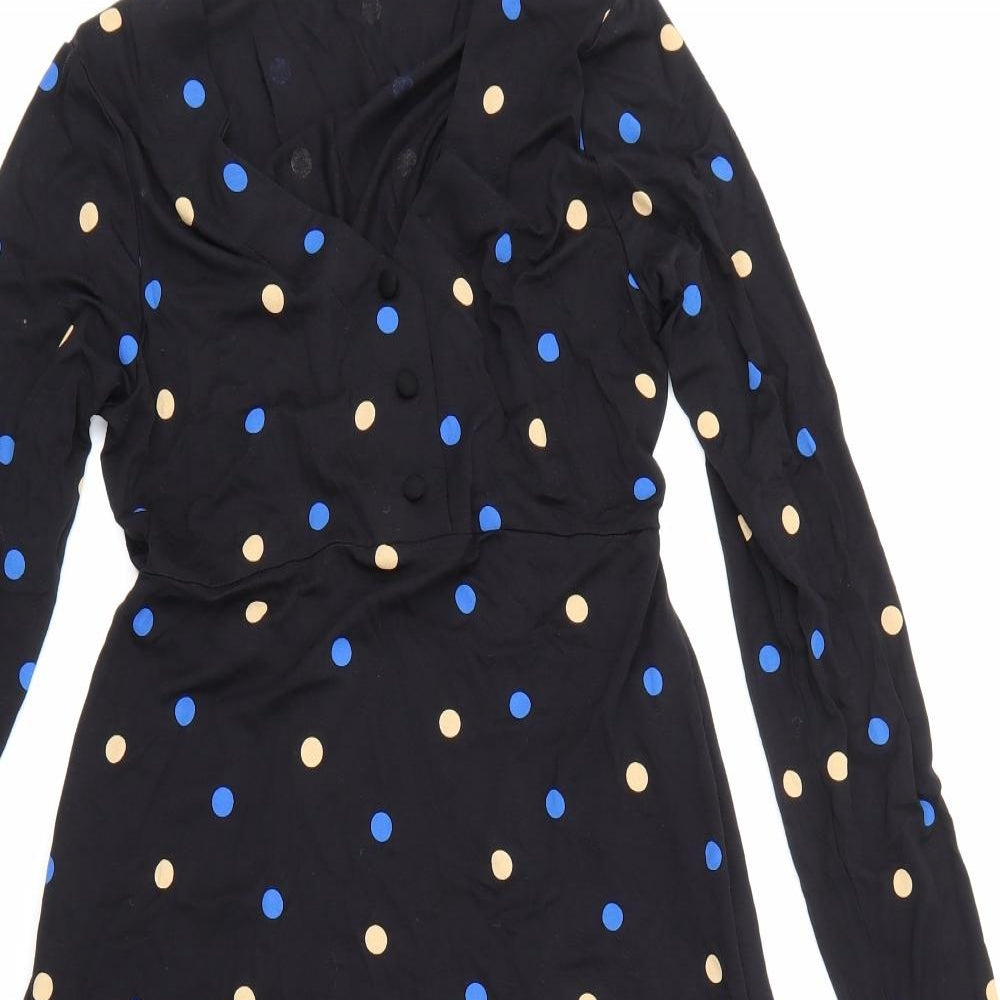 Dorothy Perkins Womens Black Polka Dot  A-Line  Size 8