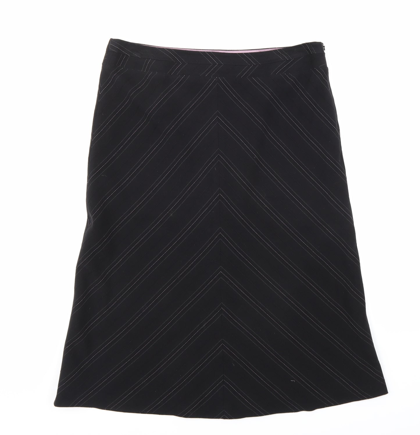 M&Co Womens Black Striped  A-Line Skirt Size 16