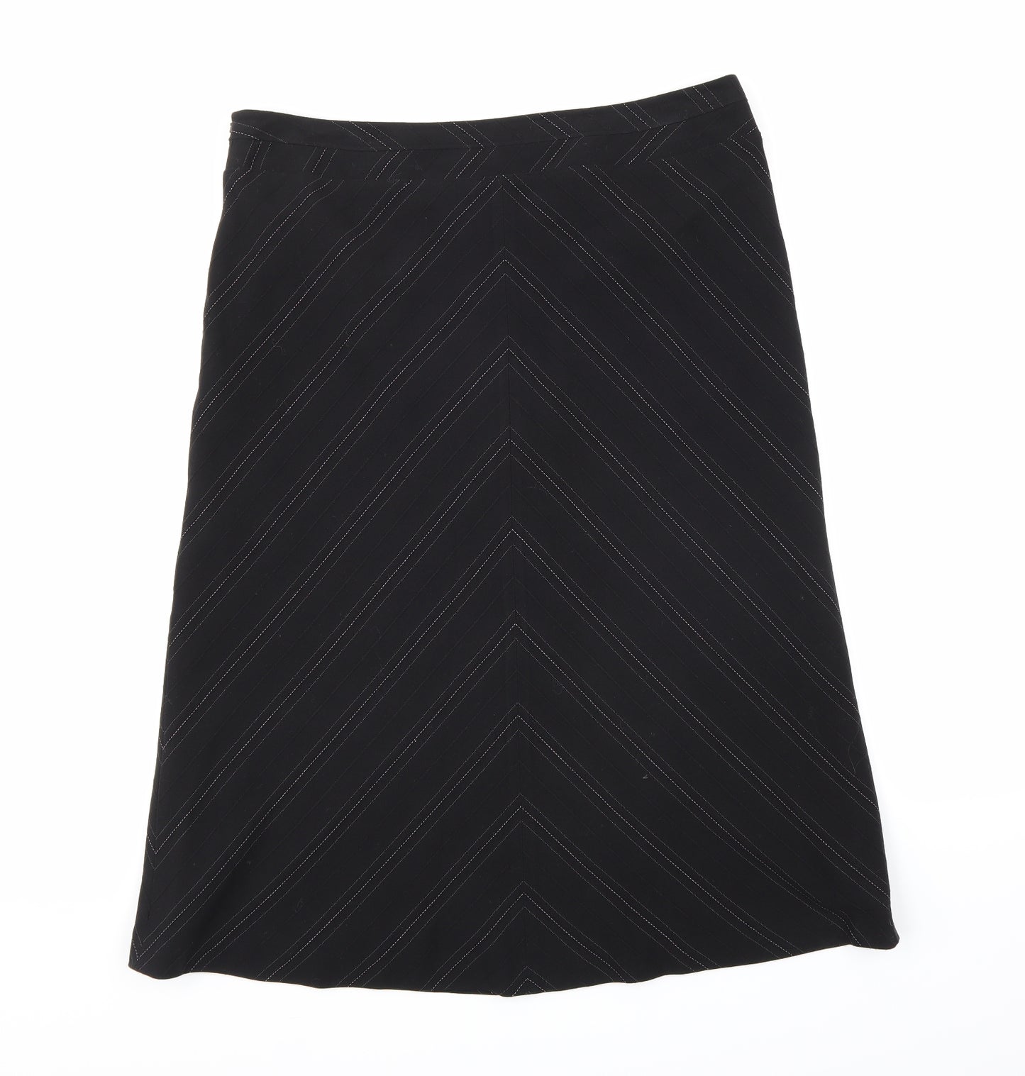 M&Co Womens Black Striped  A-Line Skirt Size 16