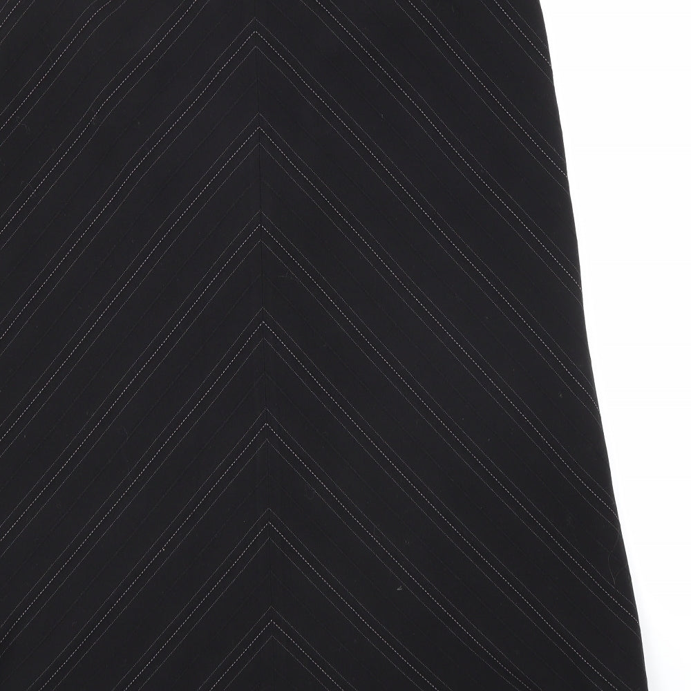 M&Co Womens Black Striped  A-Line Skirt Size 16