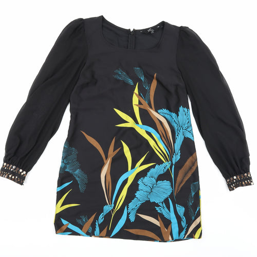 Star Womens Black Floral  A-Line  Size 12