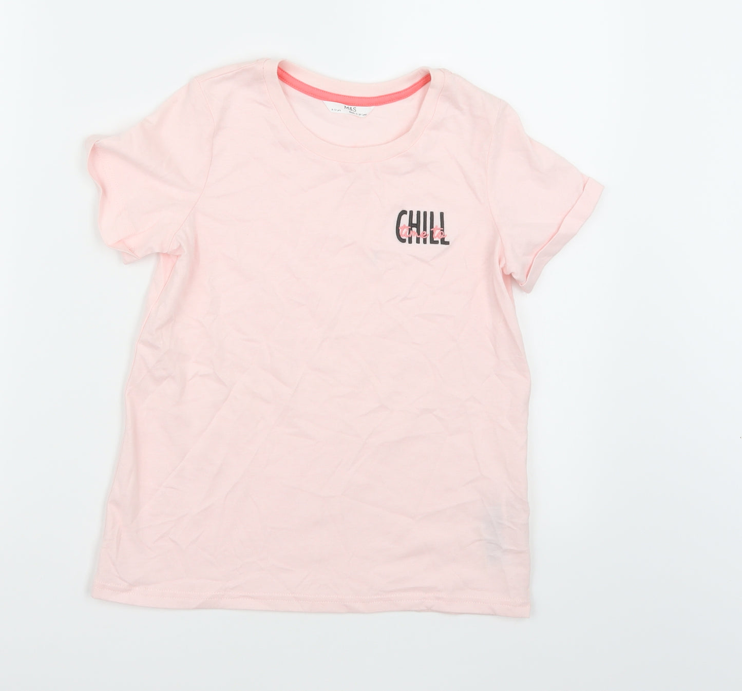 Marks and Spencer Girls Pink   Basic T-Shirt Size 9-10 Years
