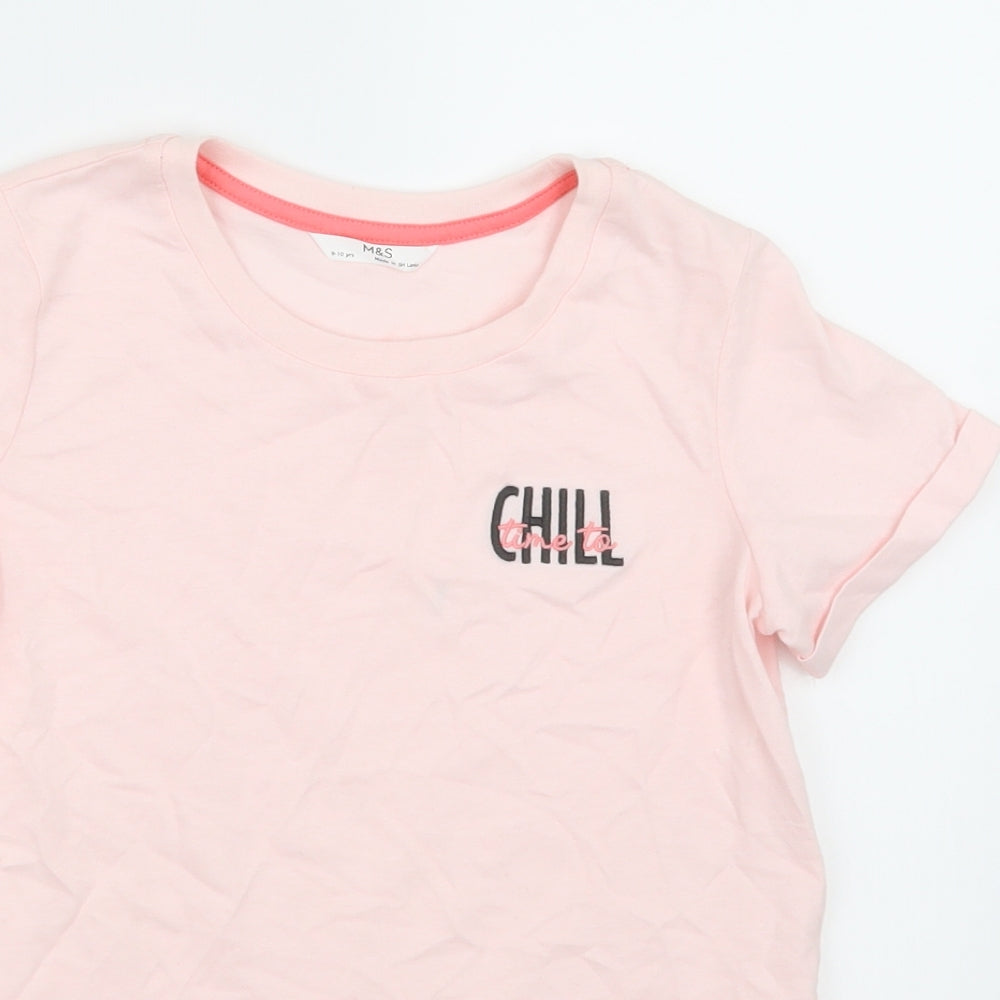 Marks and Spencer Girls Pink   Basic T-Shirt Size 9-10 Years