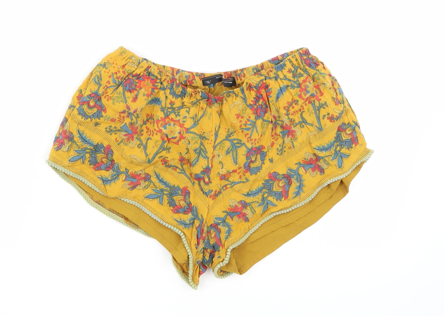 Zara Womens Yellow Floral  Cut-Off Shorts Size XS