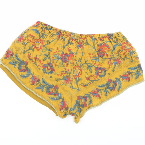 Zara Womens Yellow Floral  Cut-Off Shorts Size XS
