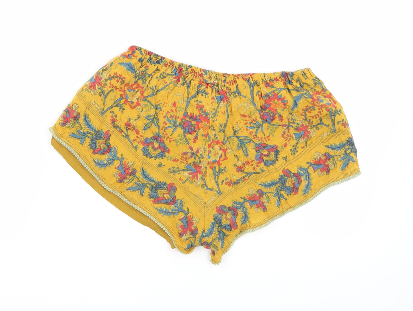 Zara Womens Yellow Floral  Cut-Off Shorts Size XS