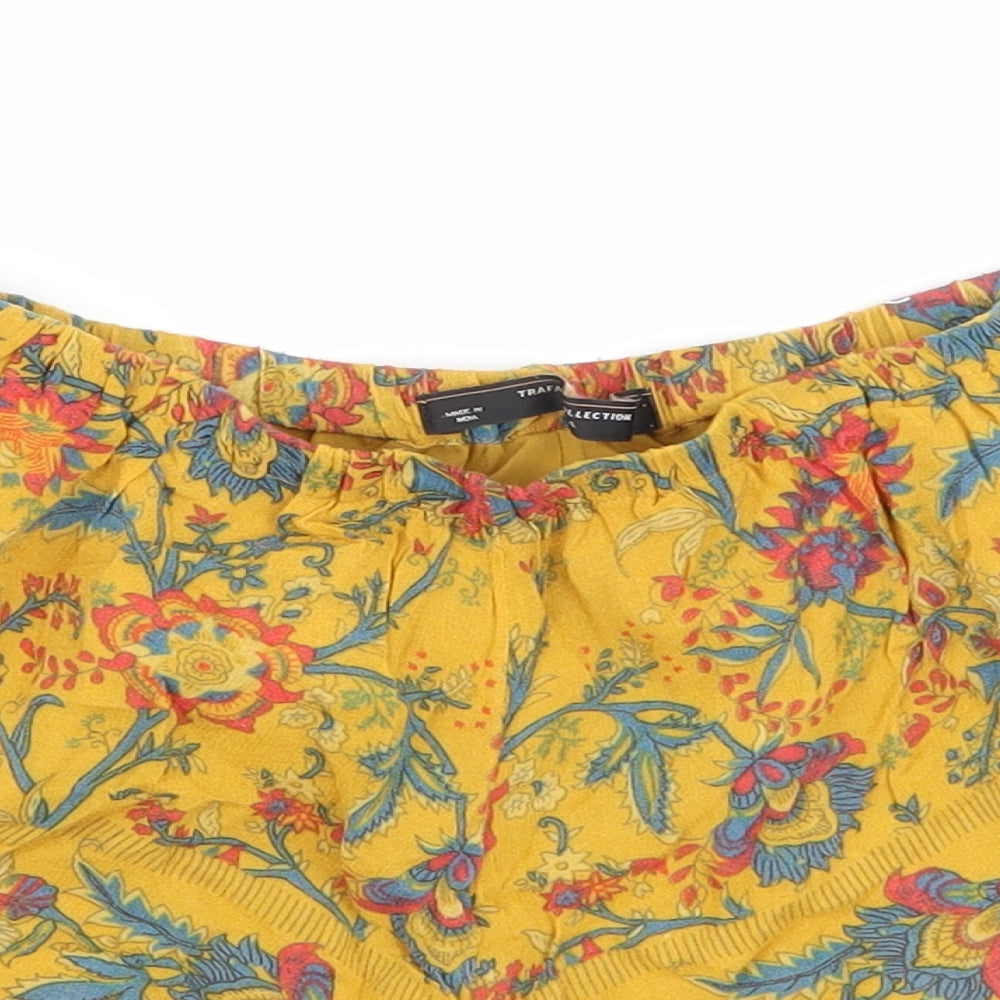 Zara Womens Yellow Floral  Cut-Off Shorts Size XS