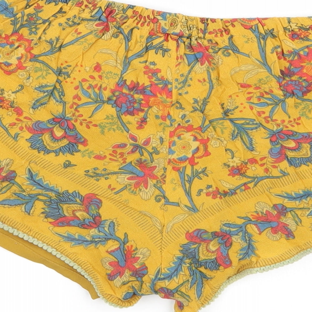 Zara Womens Yellow Floral  Cut-Off Shorts Size XS