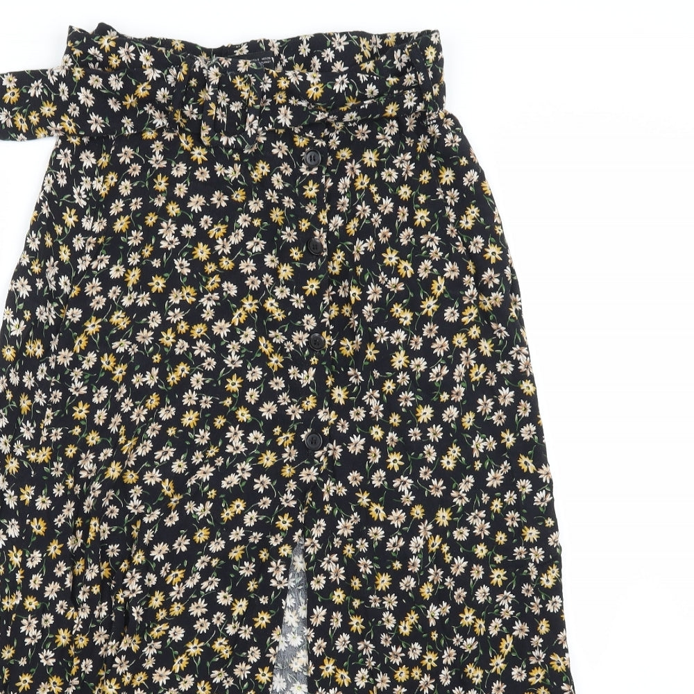 Zara Womens Black Floral  Maxi Skirt Size S