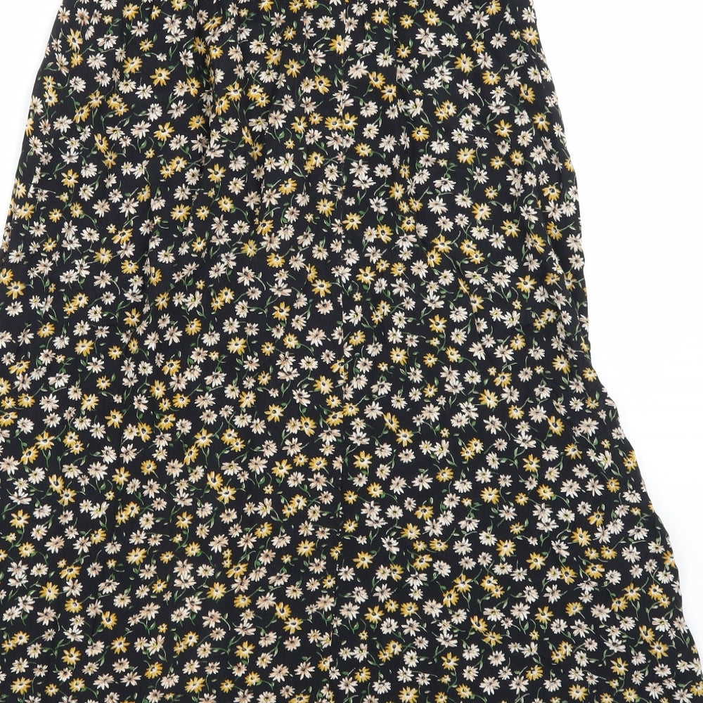 Zara Womens Black Floral  Maxi Skirt Size S