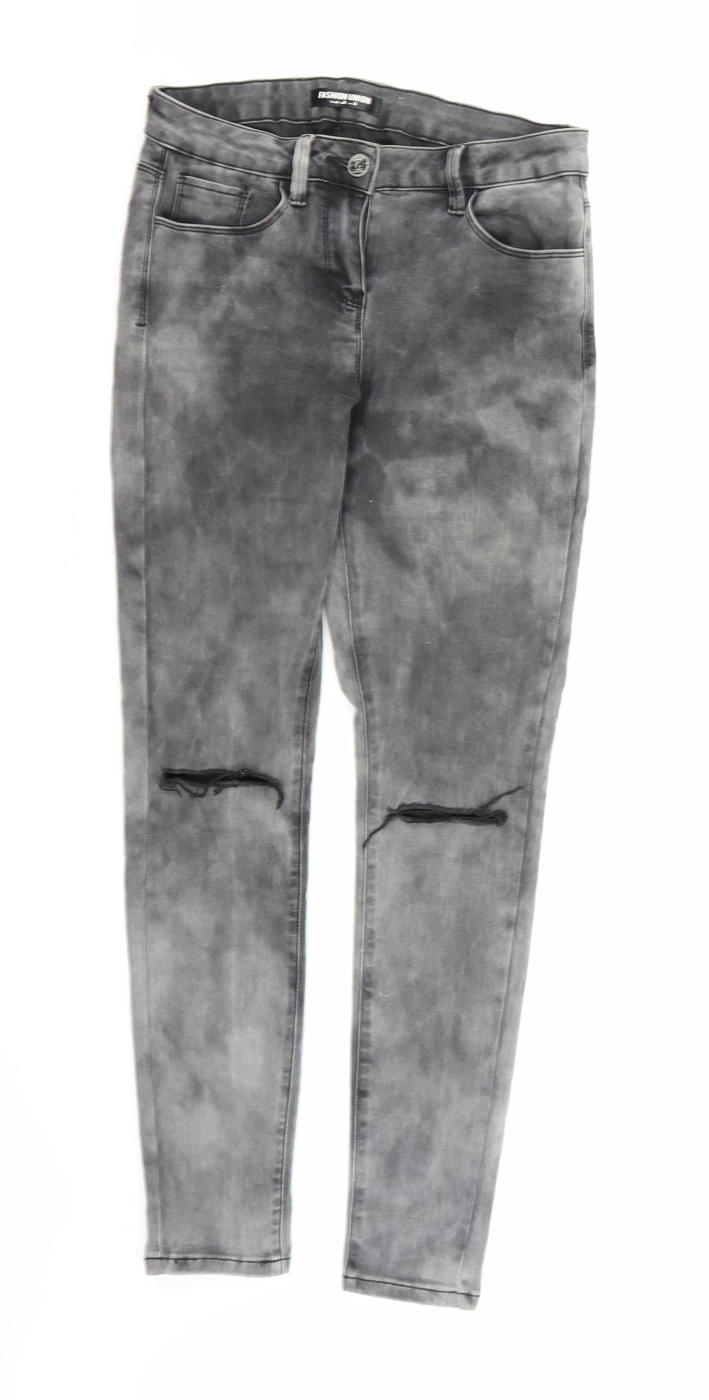 Fashion Union Womens Grey  Denim Skinny Jeans Size 10 L28 in