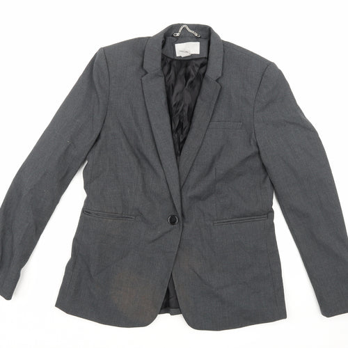 H&M Womens Grey  Rayon Jacket Suit Jacket Size 12