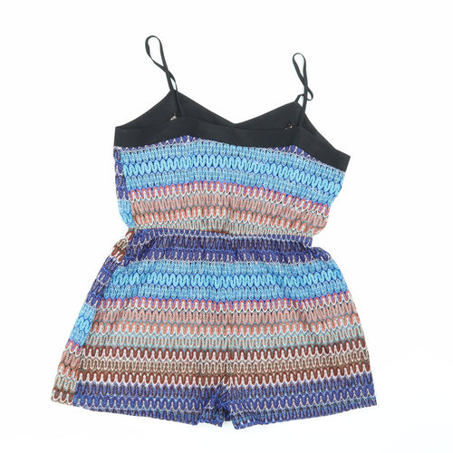 Topshop Womens Blue Striped  Playsuit One-Piece Size S