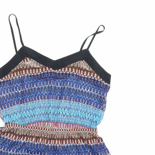 Topshop Womens Blue Striped  Playsuit One-Piece Size S