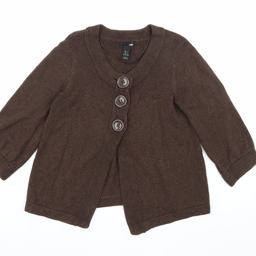 H&M Womens Brown  Knit Cardigan Jumper Size S