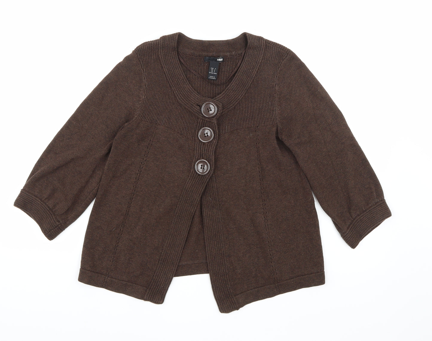 H&M Womens Brown  Knit Cardigan Jumper Size S