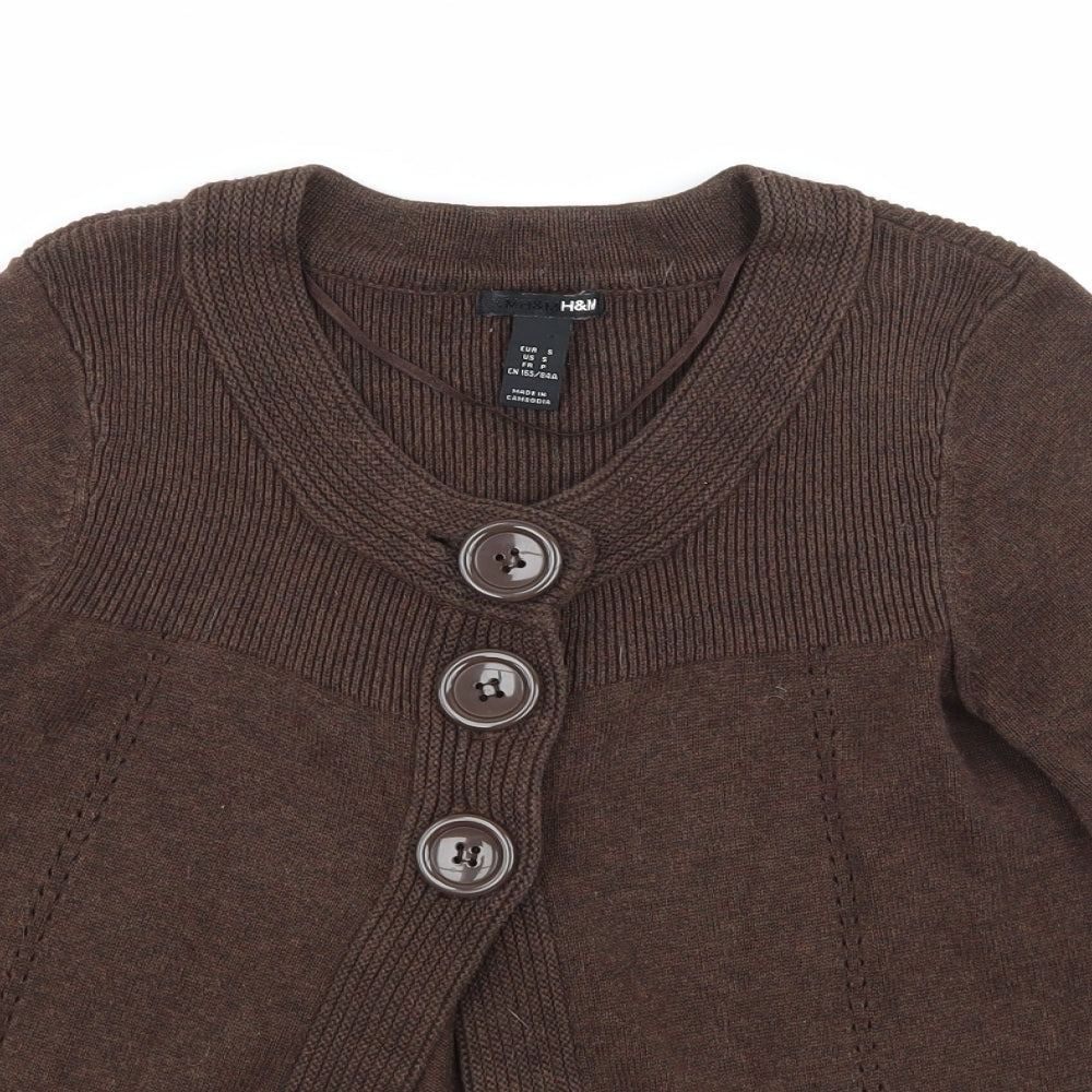 H&M Womens Brown  Knit Cardigan Jumper Size S