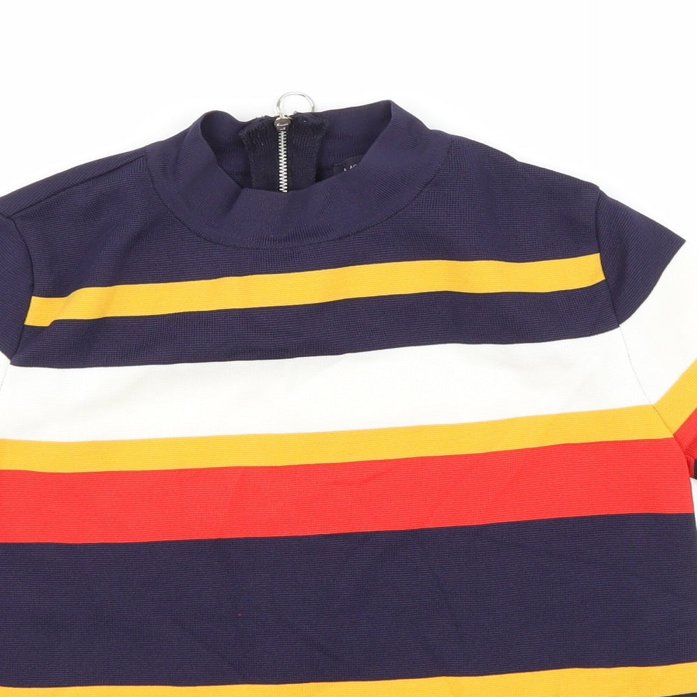 Marks and Spencer Womens Multicoloured Striped  Basic T-Shirt Size 8