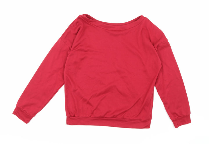 Preworn Womens Red  Jersey Pullover Sweatshirt Size L