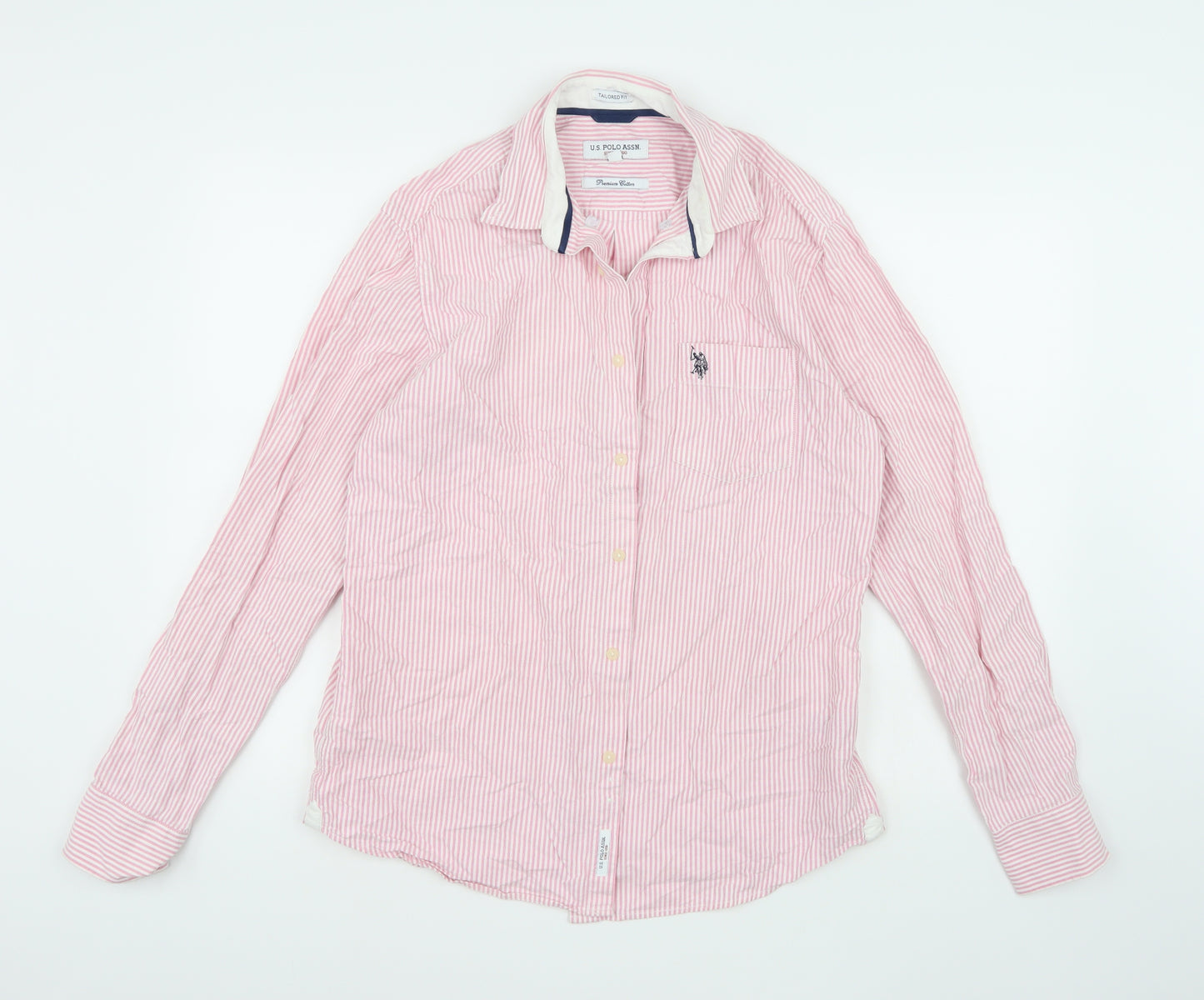 US Polo Assn. Mens Pink Striped   Button-Up Size L