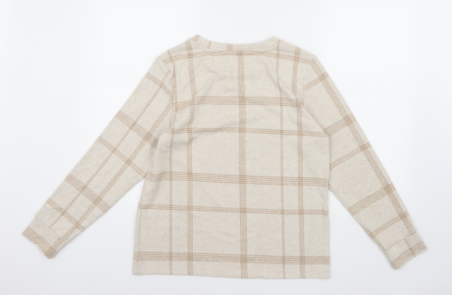 Marks and Spencer Womens Beige Check Knit Pullover Jumper Size 10