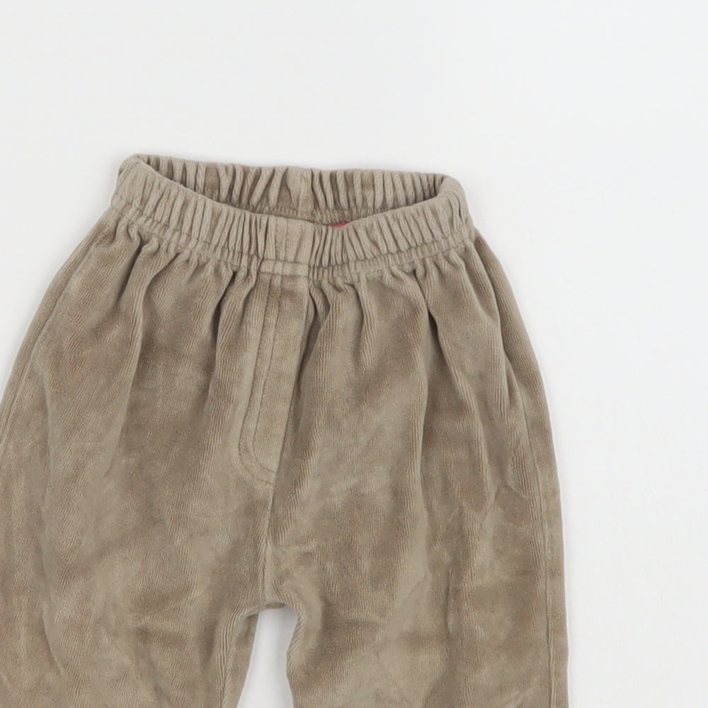 Charlotte Aux Fraises Girls Brown  Velour Jogger Trousers Size 12 Months