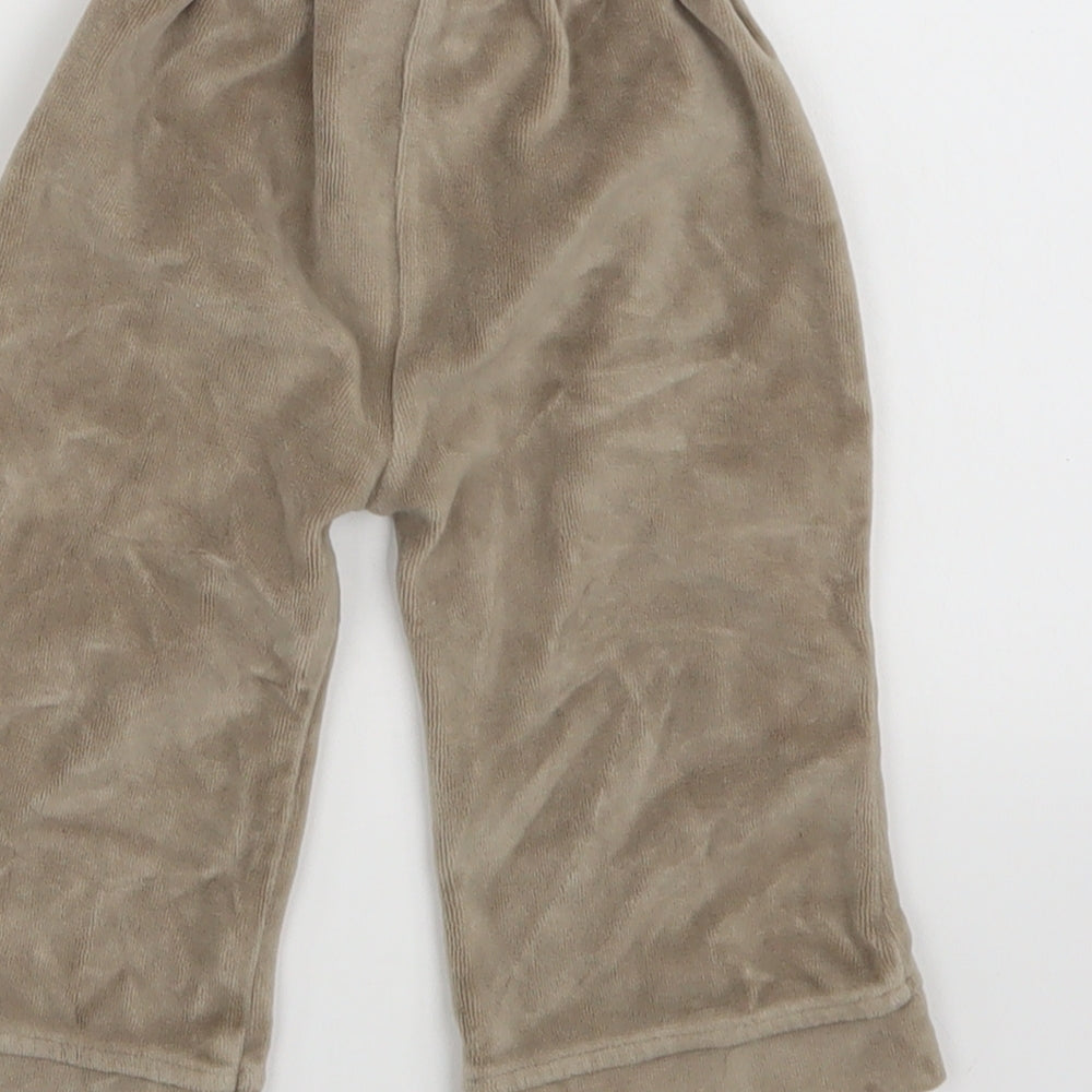 Charlotte Aux Fraises Girls Brown  Velour Jogger Trousers Size 12 Months