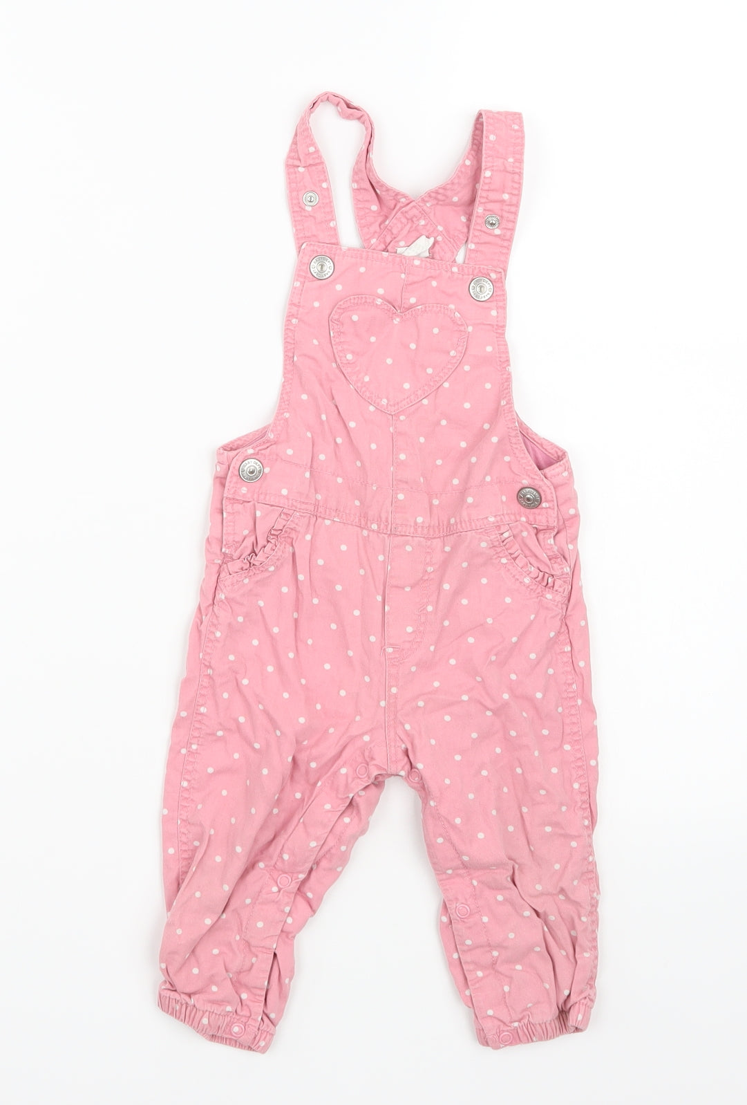 H&M Girls Pink Polka Dot  Dungaree One-Piece Size 9-12 Months
