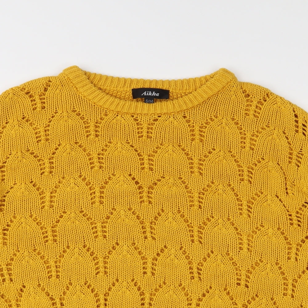 Aikha Womens Yellow   Pullover Jumper Size S