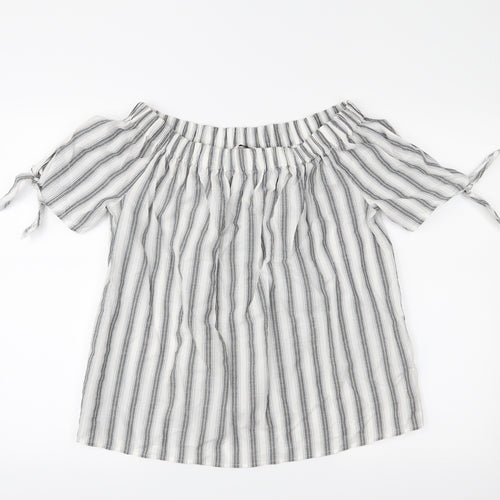 TU Womens White Striped  Basic Blouse Size 12