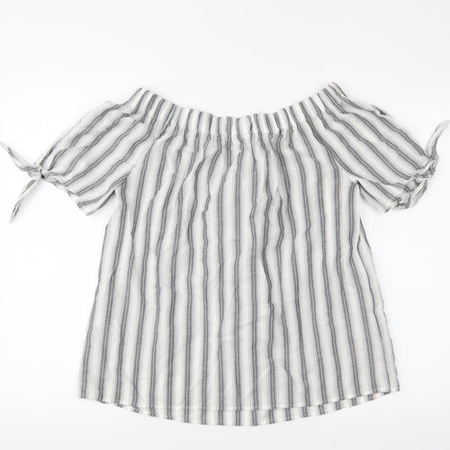 TU Womens White Striped  Basic Blouse Size 12
