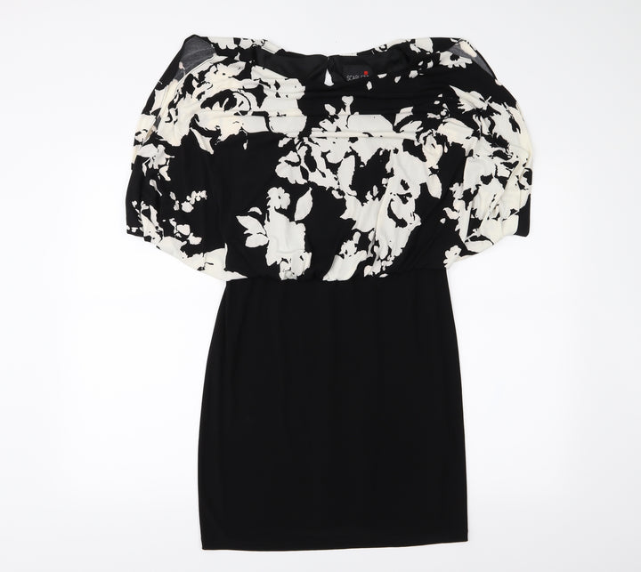 Scarlett Womens Black Floral A-Line Size 8