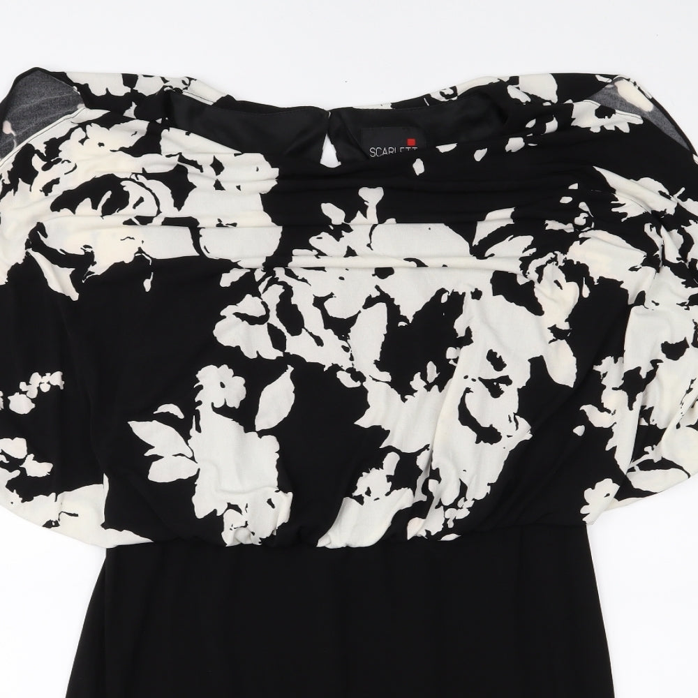 Scarlett Womens Black Floral  A-Line  Size 8