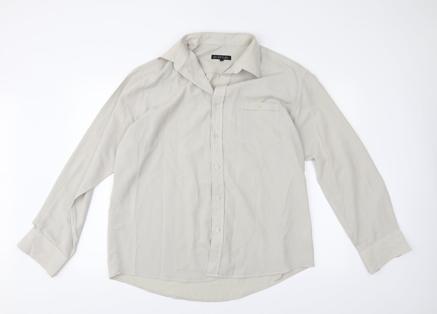 Avenue Mens Beige    Button-Up Size XL