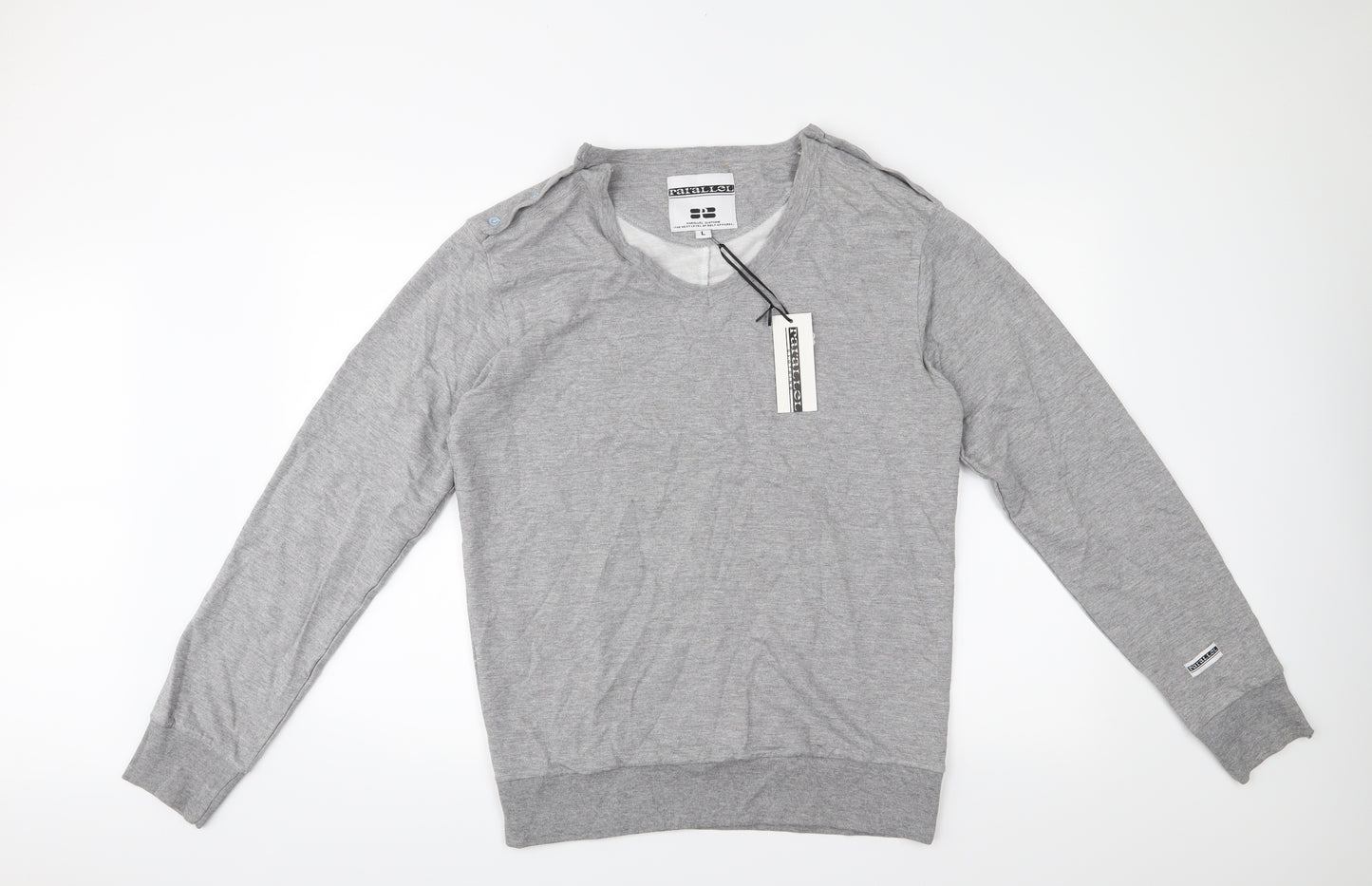 Parallel Mens Grey   Pullover Jumper Size L  - Small washable mark on collar