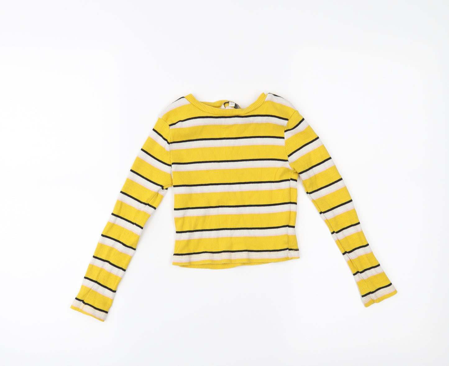 Miss E-vie Girls Yellow Striped  Basic T-Shirt Size 6-7 Years