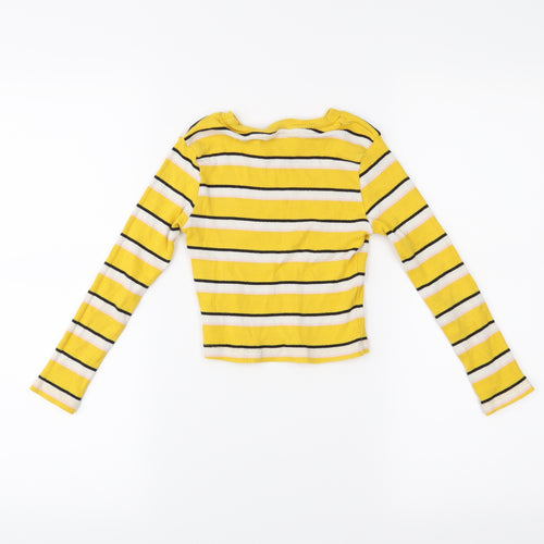 Miss E-vie Girls Yellow Striped  Basic T-Shirt Size 6-7 Years