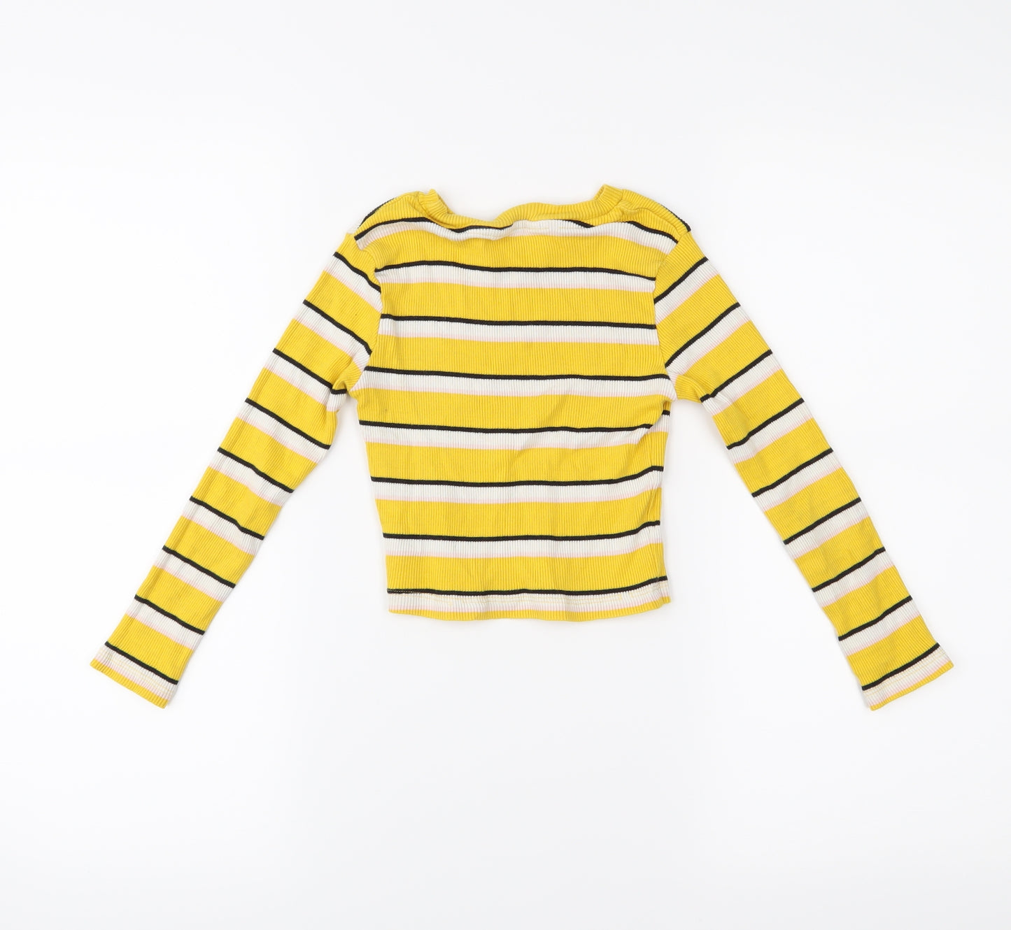 Miss E-vie Girls Yellow Striped  Basic T-Shirt Size 6-7 Years