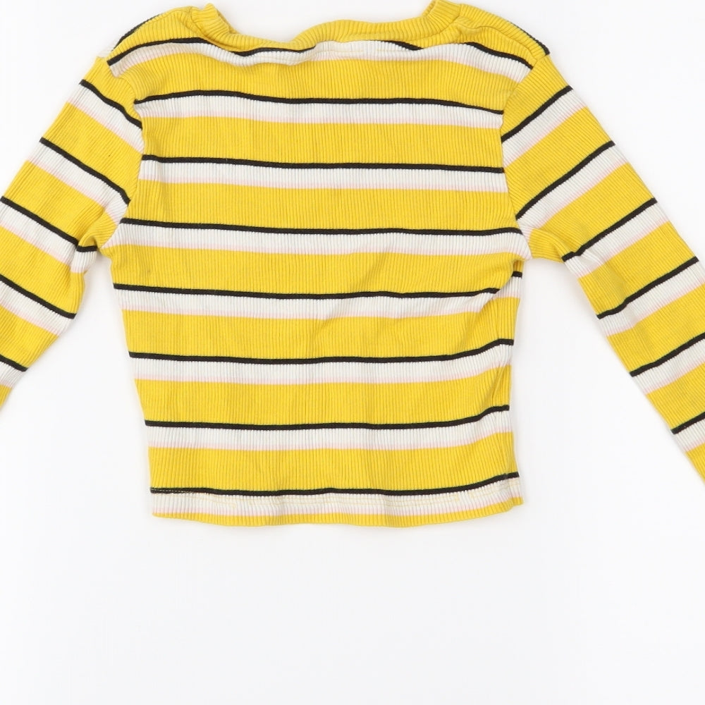 Miss E-vie Girls Yellow Striped  Basic T-Shirt Size 6-7 Years