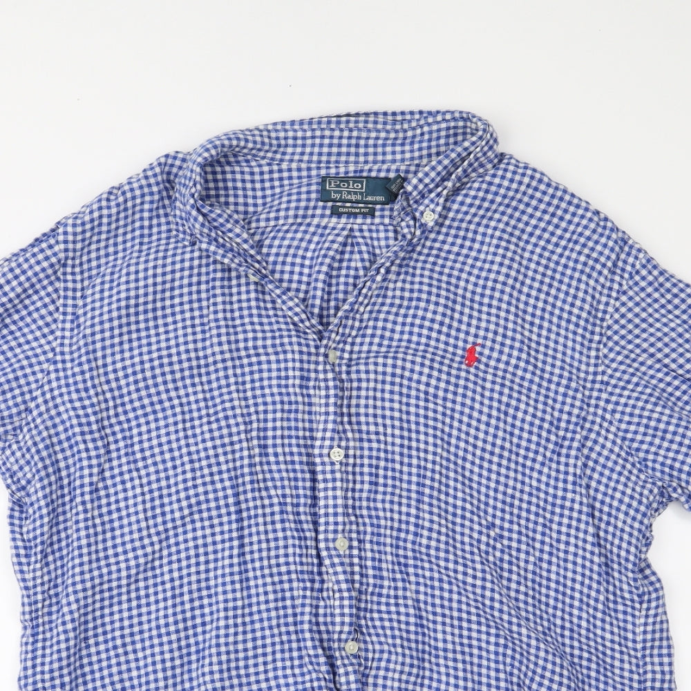 Polo Ralph Lauren Mens Blue Check   Button-Up Size L