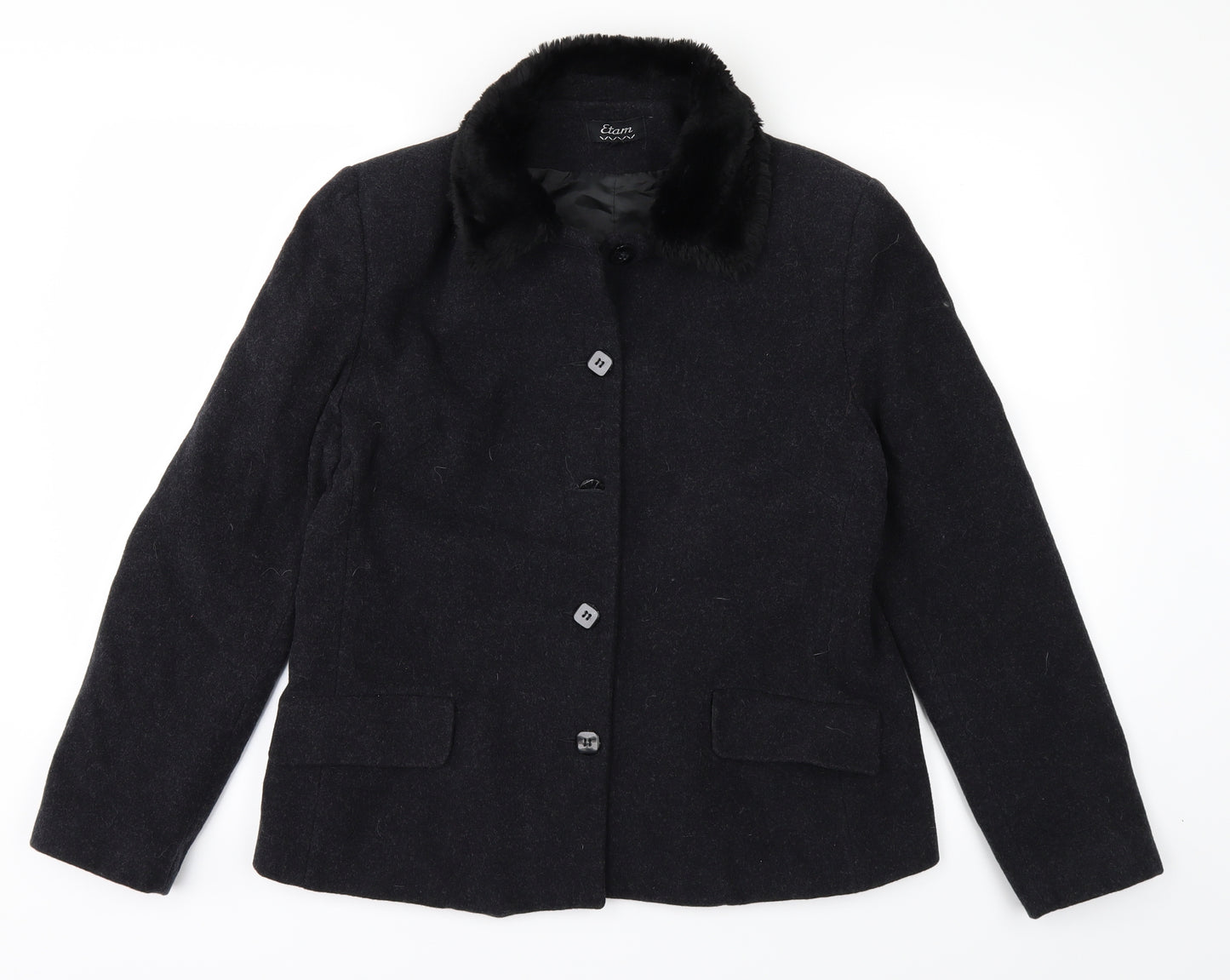 Etam Womens Black   Overcoat Coat Size 12