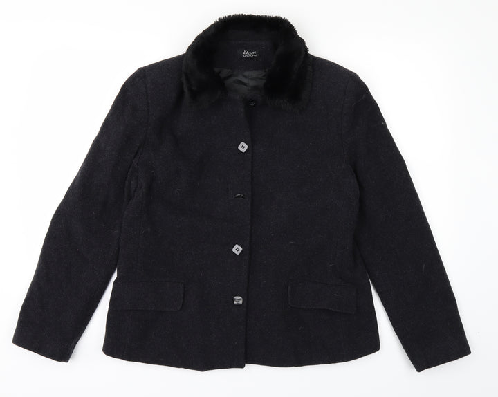 Etam Womens Black Overcoat Coat Size 12