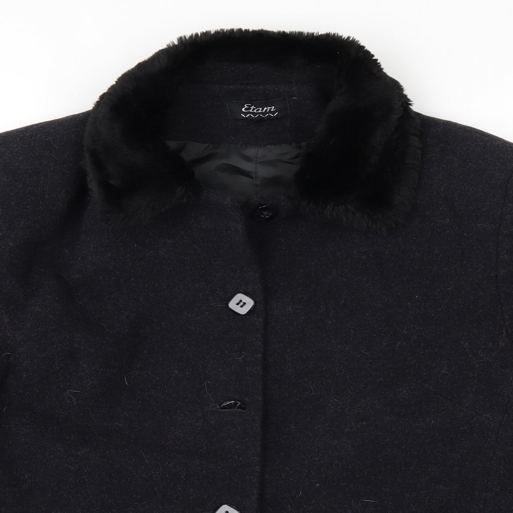 Etam Womens Black   Overcoat Coat Size 12