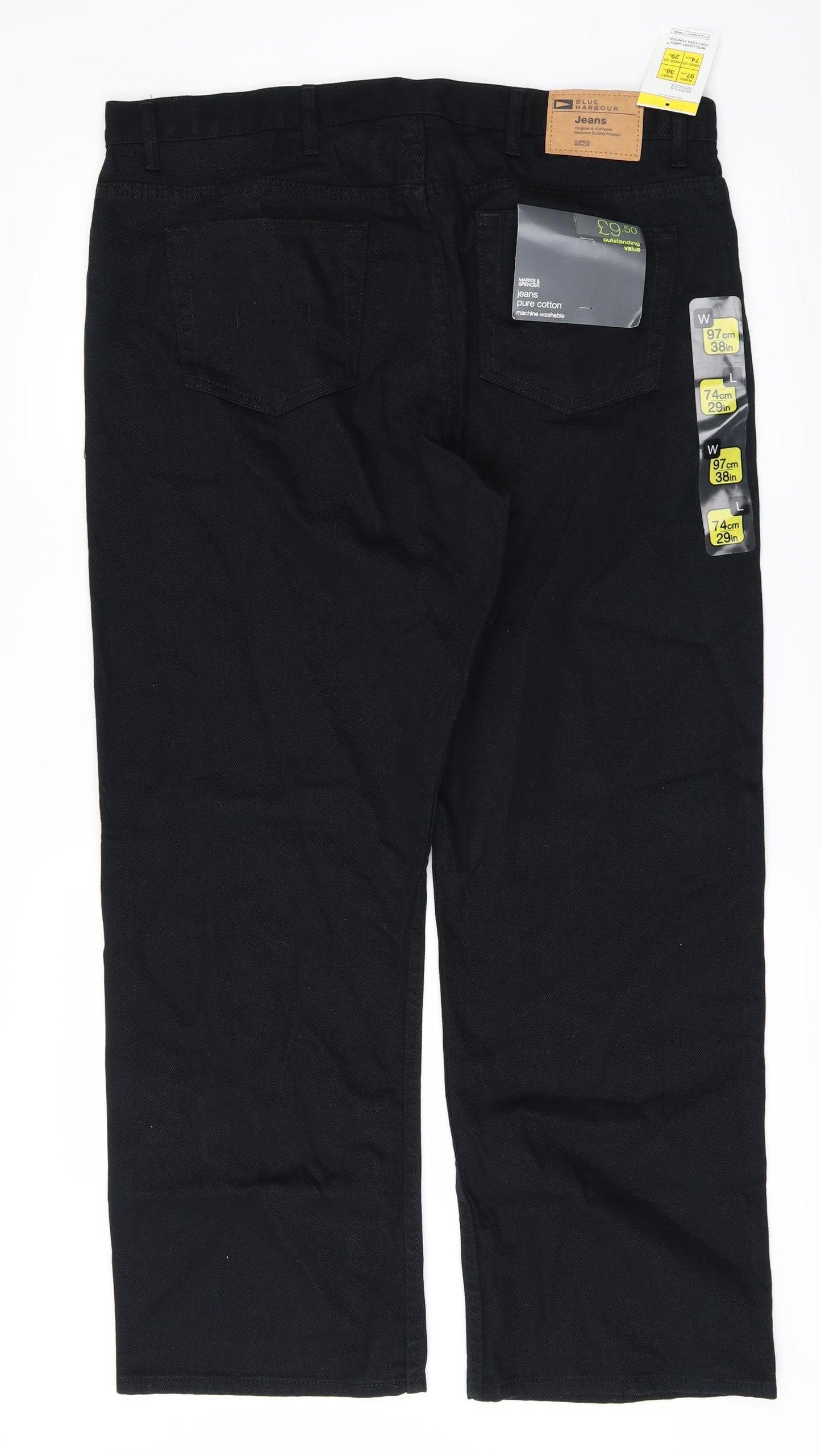 Garfield & Marks Mens Black   Straight Jeans Size 38 L30 in