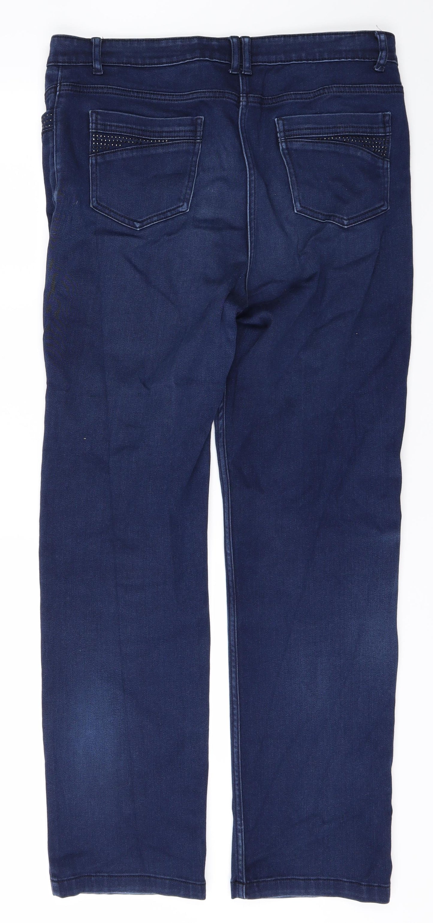 PERUNA Womens Blue  Denim Straight Jeans Size 14 L30 in