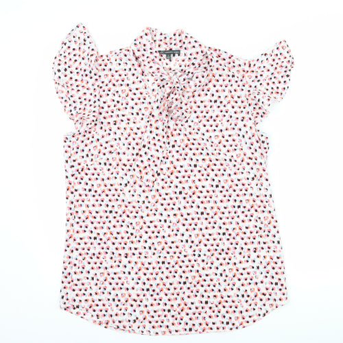 Adrianna Papell Womens White Polka Dot  Basic T-Shirt Size S